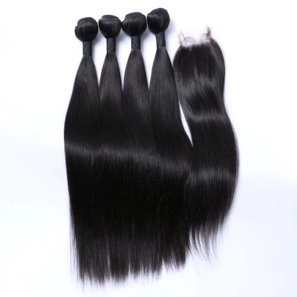 4x4 Transparent Lace Closure with 3/4 Bundles All Textures Remy Human Hair - Image 2