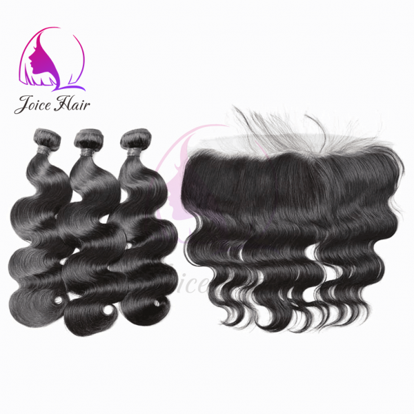 13x4 Transparent Lace Frontal with 3 Bundles All Textures Remy Human Hair