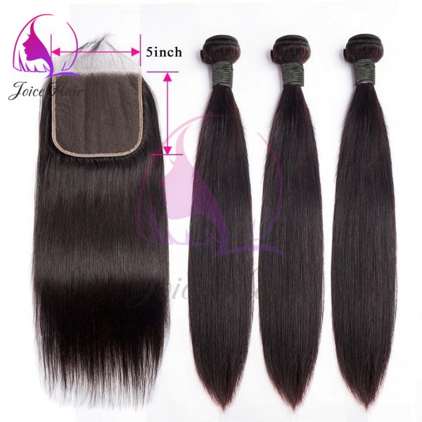 5x5 Transparent Lace Closure with 3/4 Bundles Remy Human Hair All Textures