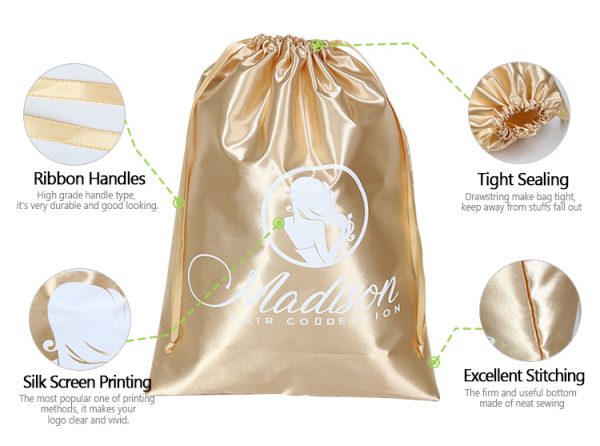 Custom Logo Satin Bags For Hair Wigs/Bundles/Extensions - Image 2