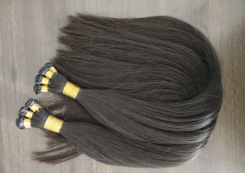 Click to view full screen HANDTIED WEFTS PREMIUM HAIR EXTENSION DARK COLOR 100g photo review