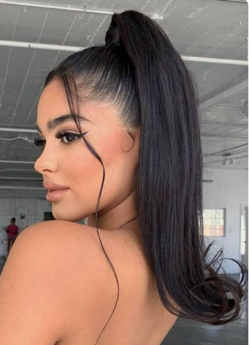 Click to view full screen PONYTAIL PREMIUM HAIR EXTENSTION SOLID DARK COLOR photo review