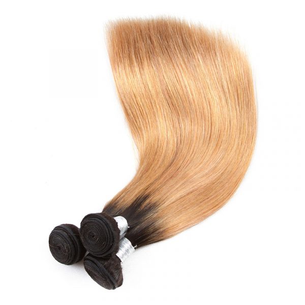 OMBRE COLOR 1B/Honey Brown STRAIGHT HAIR BUNDLES 3 BUNDLES - Image 2