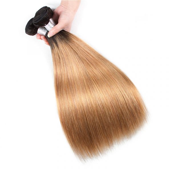 OMBRE COLOR 1B/Honey Brown STRAIGHT HAIR BUNDLES 3 BUNDLES - Image 3