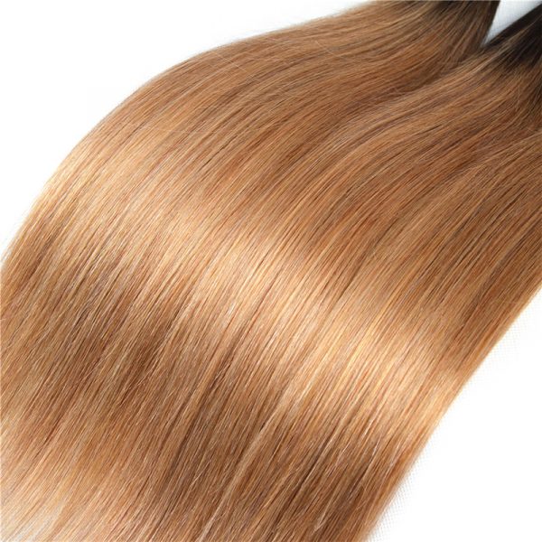 OMBRE COLOR 1B/Honey Brown STRAIGHT HAIR BUNDLES 3 BUNDLES - Image 4