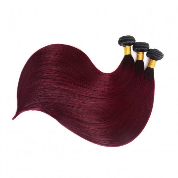 OMBRE COLOR 1B/Burg 1B/99J STRAIGHT HAIR BUNDLE 3 Bundles - Image 2