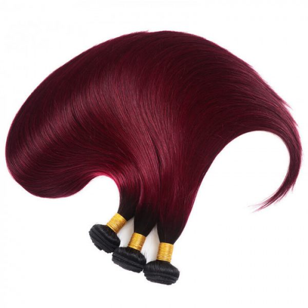 OMBRE COLOR 1B/Burg 1B/99J STRAIGHT HAIR BUNDLE 3 Bundles - Image 3