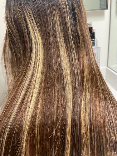Color Honey Blonde Highlight 13x4 Lace Frontal Wig photo review