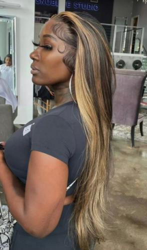 Colored Stripe13x4 LACE FRONT WIG REMY HAIR WIG STRAIGHT/BODY WAVE photo review