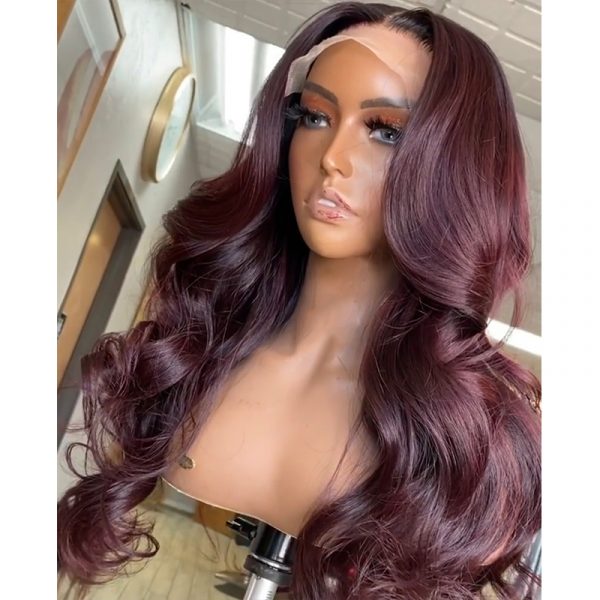 COLOR #99j DARK 99J 13x4 LACE FRONT WIG ALL TEXTURE