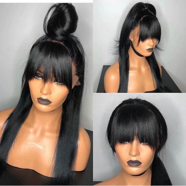 BANG WIG REMY HAIR 13x4 LACE FRONT WIG All TEXTURES