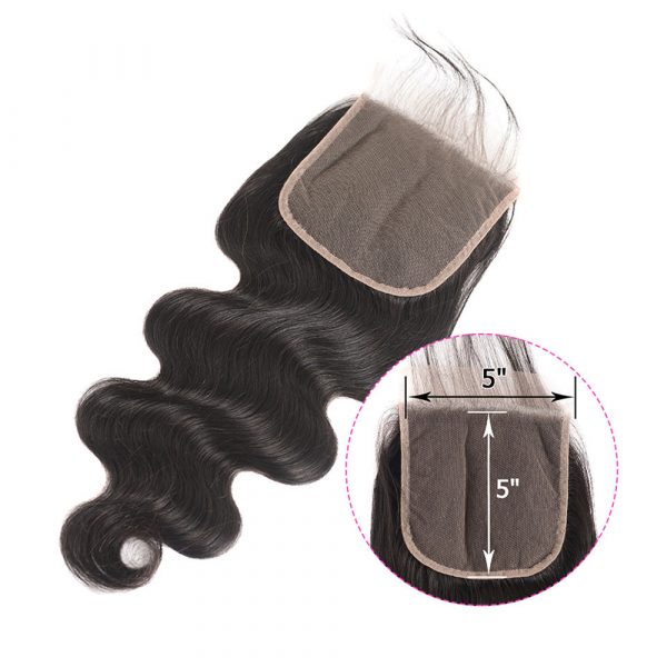 5×5 REMY HAIR REGULAR SWISS LACE CLOSURE ALL TEXTURES - Image 2