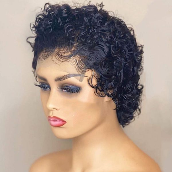 PIXIE CUT LACE FRONT WIG REMY HAIR CURLY WIG - Image 2