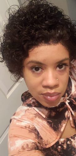 Click to view full screen PIXIE CUT LACE FRONT WIG REMY HAIR CURLY WIG photo review