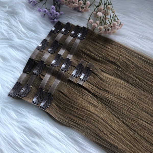 SEAMLESS CLIP IN (PU CLIP-INS) PREMIUM HAIR EXTENSIONS SOLID DARK COLOR - Image 7