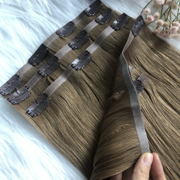 SEAMLESS CLIP IN (PU CLIP-INS) PREMIUM HAIR EXTENSIONS SOLID DARK COLOR - Image 9