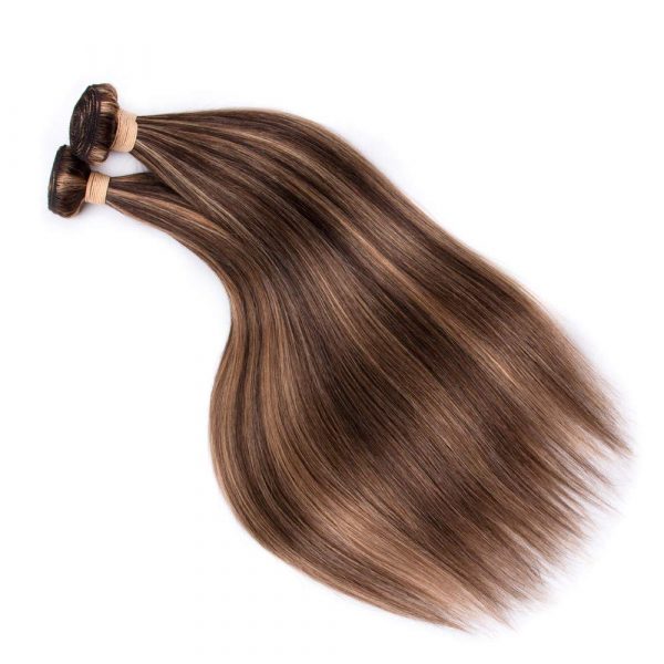 Highlight Color Hair Bundles Dark Brown Human Hair 3 Bundles
