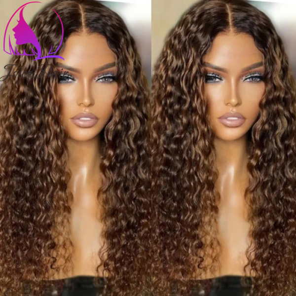 Joice Hair Light Chocolate Brown Water Wave 13x4 Lace Frontal Wig