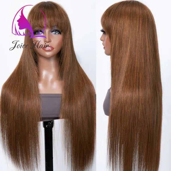 Joice Hair Layer Cut Bang Wig Dark Brown Honey Blonde Wig - Image 2