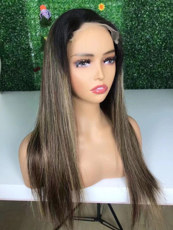 Raw Virgin Dark Brown Hightlight Wig 5x5 Closure Wig 18 Inches