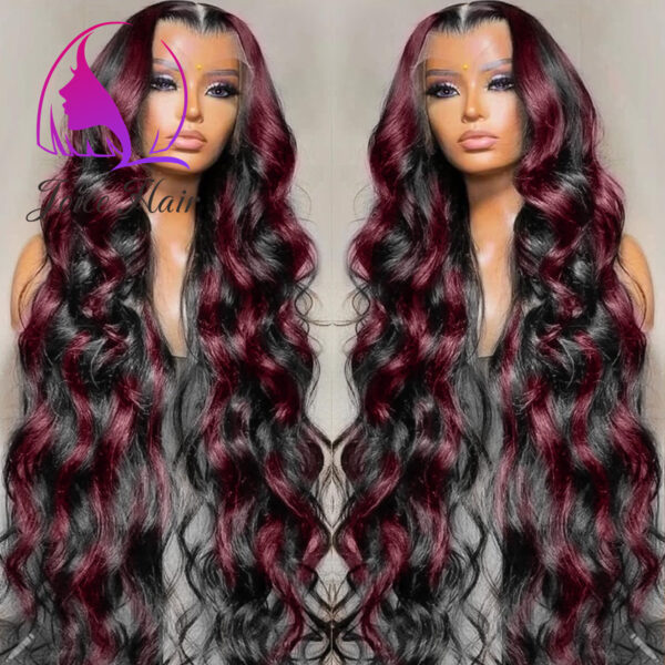 Joice Hair Rose Red Highlights 13x4 Lace Frontal Wig Body Wave