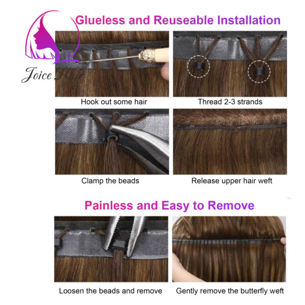 BUTTERFLY WEFT GENIUS WEFT INSPIRED WEFT EXTENSIONS PREMIUM HAIR (Solid Dark Color) - Image 4