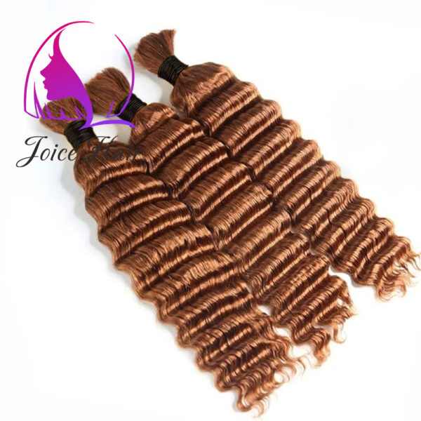 Bulk Hair For Braiding #30 Honey Brown Deep Wave Hair Extensions