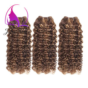 Curly Highlight Brown P4/27 Human Hair Bundle 3 Bundles