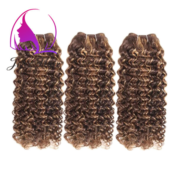 Curly Highlight Brown P4/27 Human Hair Bundle 3 Bundles