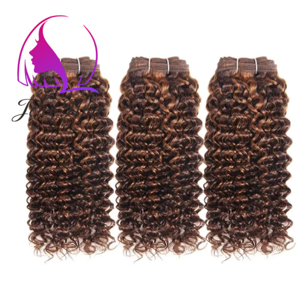 Curly Highlight Brown P4/30 Human Hair Bundle 3 Bundles