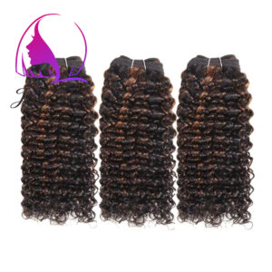 Curly Highlight Brown P1B/30 Human Hair Bundle 3 Bundles
