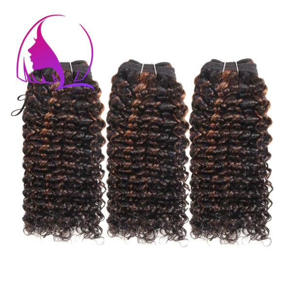 Curly Highlight Brown P1B/30 Human Hair Bundle 3 Bundles
