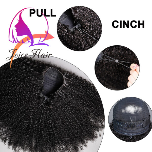 Wear and Go Guleless Half Wig Flip Over 3 in 1 Drawstring Invisible Hairline Wig Remy Hair - Image 3