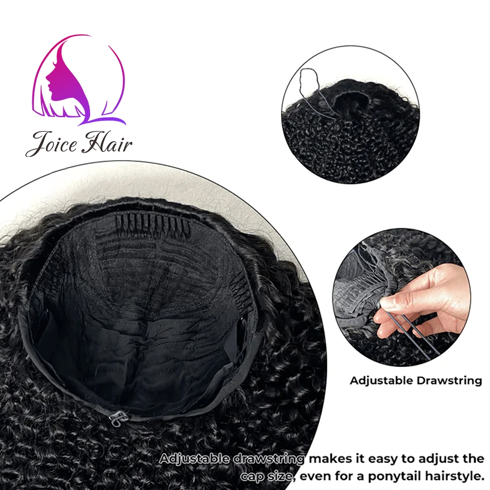 Wear and Go Guleless Half Wig Flip Over 3 in 1 Drawstring Invisible Hairline Wig Remy Hair - Image 4