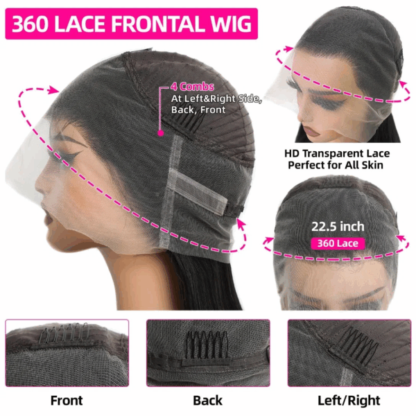 360 HD LACE FRONTAL REMY HAIR WIG ALL TEXTURES - Image 5