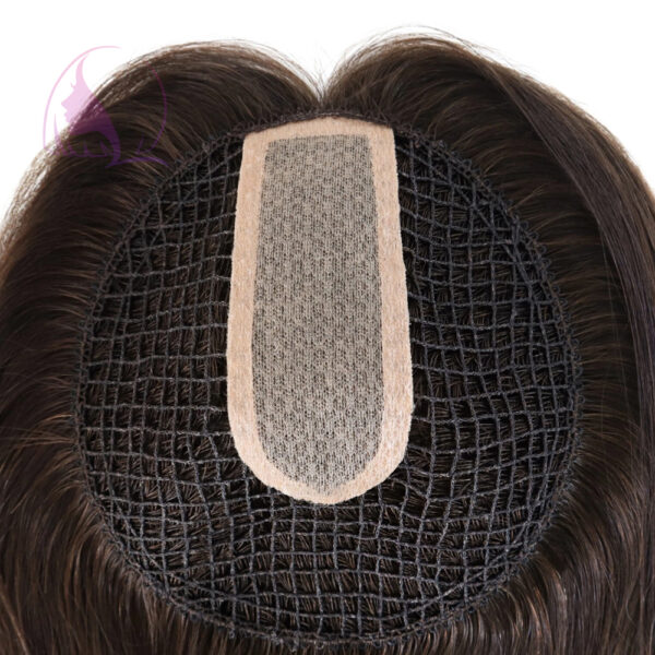 Fishnet With Silk Base Women Hair Topper - Image 2