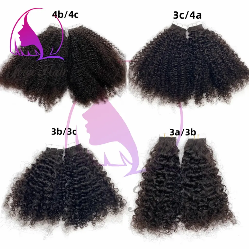 Curly Hair Tape In Extensions (40 Pieces)