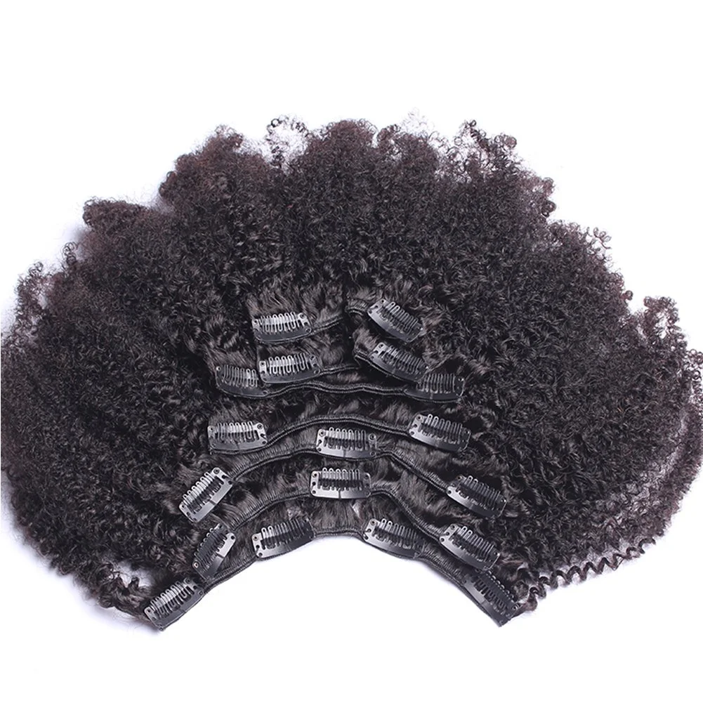 Afro Kinky Coily Curly Clip In Hair Extenstions 3a/3b/3c/4a/4b/4c Yaki Hair Texture