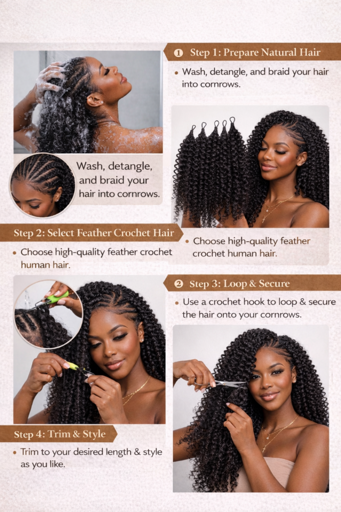 How to Install Feather Crochet Hair Extensions