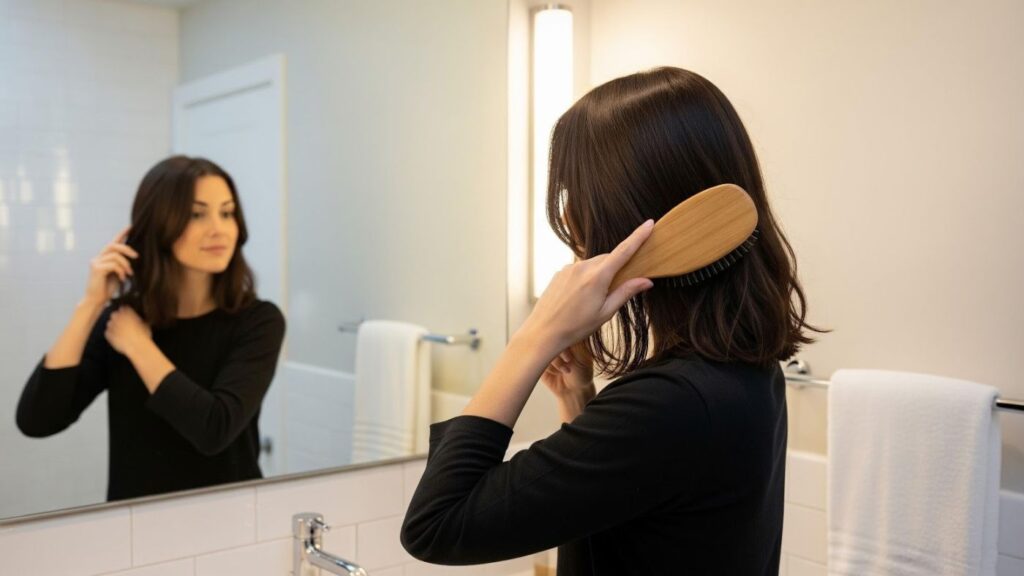 Preparing natural hair before installing halo hair extensions for a smooth blend